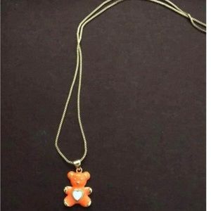 Orange teddy bear necklace $8